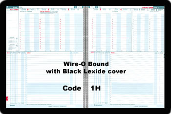 Harvard International Bilingual. 
	    Two pages per week, dates at the top and actions below. Wire-O with Black Lexide Cover